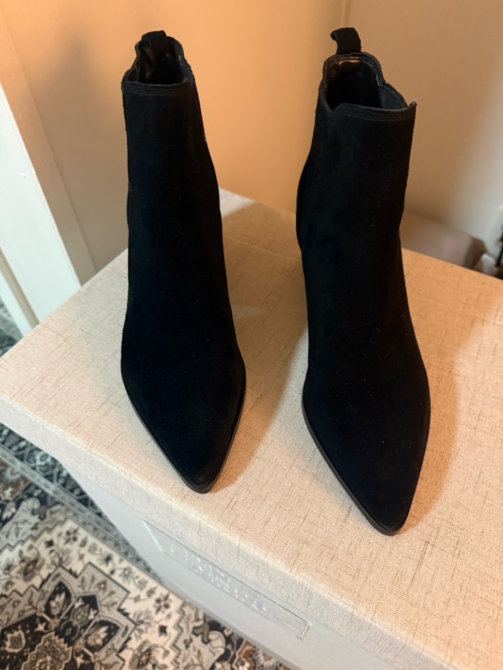 Marc Fisher Black Suede Pointed-Toe Women's Ankle Boots